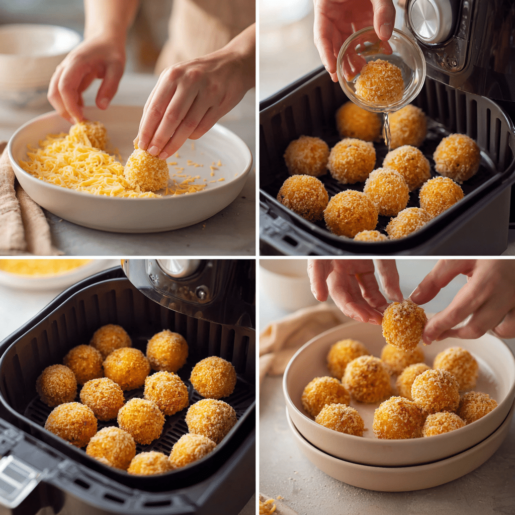 Cheesecake Factory Air Fryer Fried Macaroni and Cheese Balls: Crispy Comfort in Minutes! 4 Step-by-step making Cheesecake Factory Air Fryer Fried Macaroni and Cheese Balls