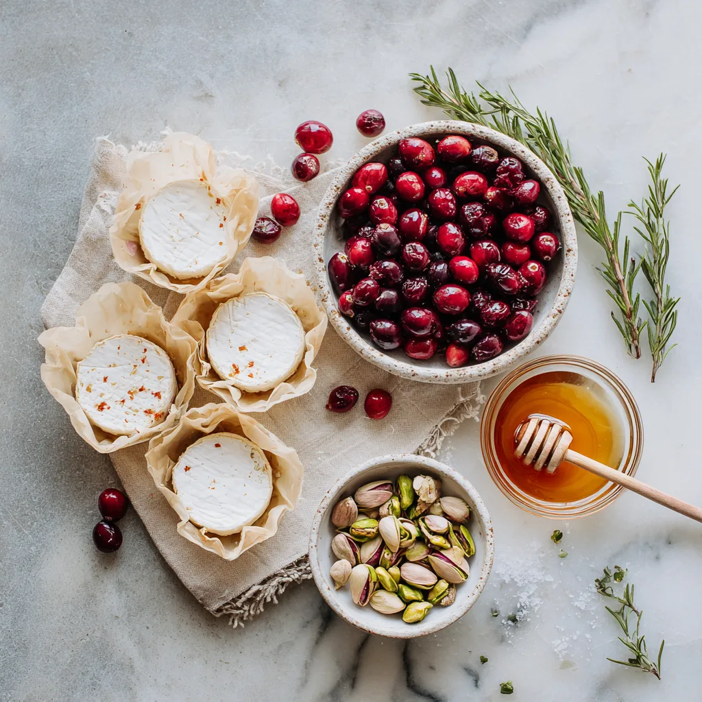 Ingredients for Cranberry Pistachio Baked Brie Rounds