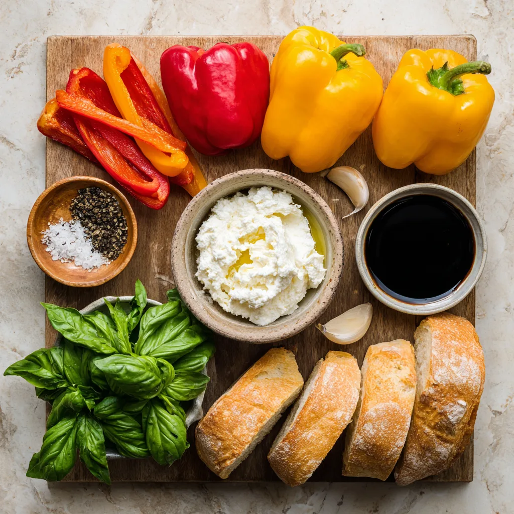 Ingredients for Italian Roasted Pepper Crostini