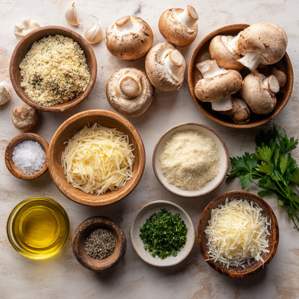 Ingredients for Italian Stuffed Mushrooms with Garlic & Parmesan