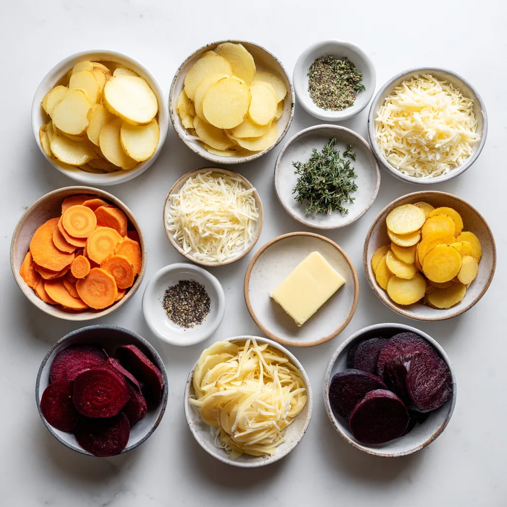 Delicious Cheesy Root Vegetable Gratin for Flavorful Thanksgiving Side Dishes 3 Ingredients for Cheesy Root Vegetable Gratin