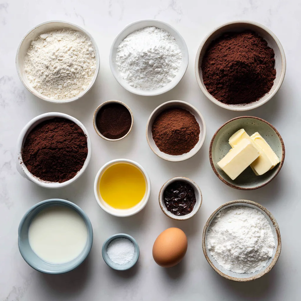 Ingredients for Decadent Chocolate Cake