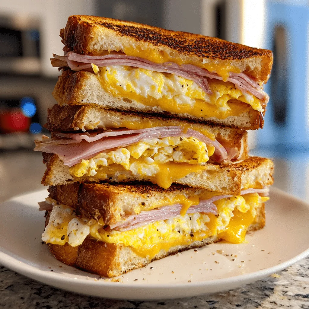 Egg and Ham Breakfast Sandwich: Irresistibly Delicious Morning Treat 2 Egg and Ham Breakfast Sandwich