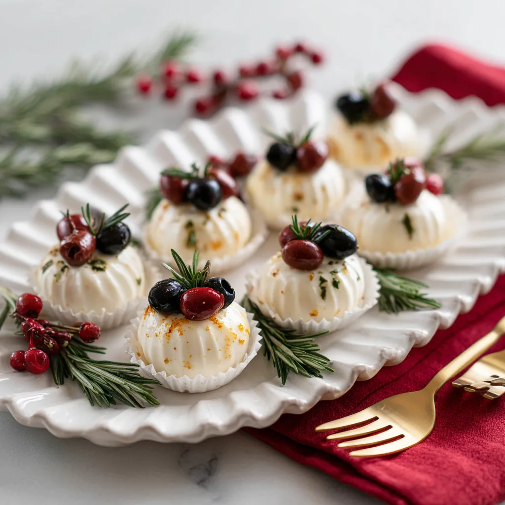 Marinated Mozzarella & Olive Holiday Cups: Irresistible christmas appetizers for Your Party 3 Marinated Mozzarella & Olive Holiday Cups
