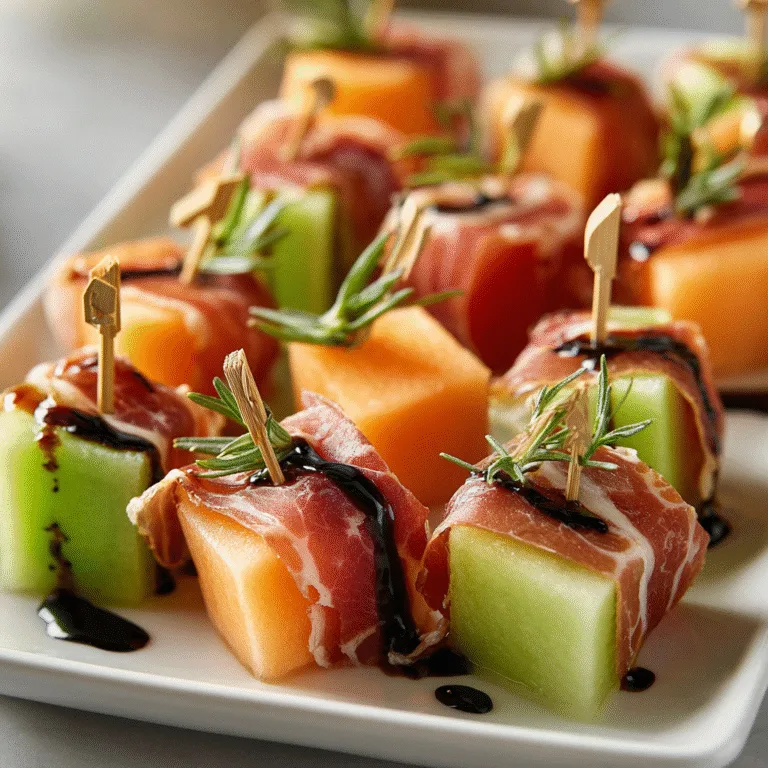 Prosciutto-Wrapped Melon Holiday Bites