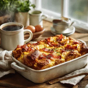 Overnight Croissant Breakfast Casserole