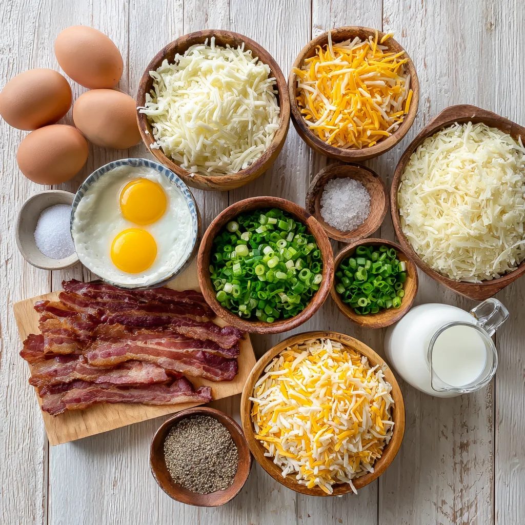 u1891677983 Flat lay of all ingredients for Bacon Hashbrown 4b753ed1 b3e3 4dd5 b8b5 0fff6d7ce941 1