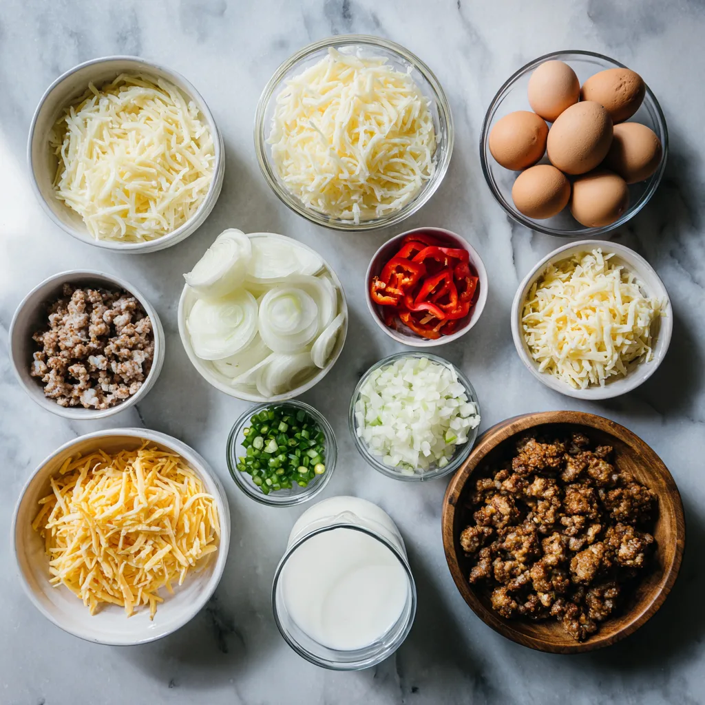 Ingredients for Overnight Hashbrown Breakfast Bake