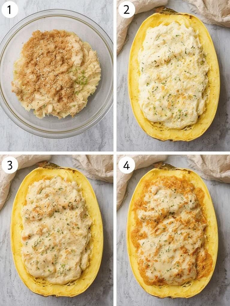 500-Calorie Chicken Alfredo Spaghetti Squash Boats : Guilt-Free Indulgence! 3 500 Calorie Chicken Alfredo Spaghetti Squash Boats 2