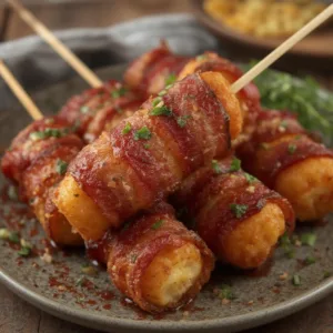 Bacon-Wrapped Tater Tot Skewers