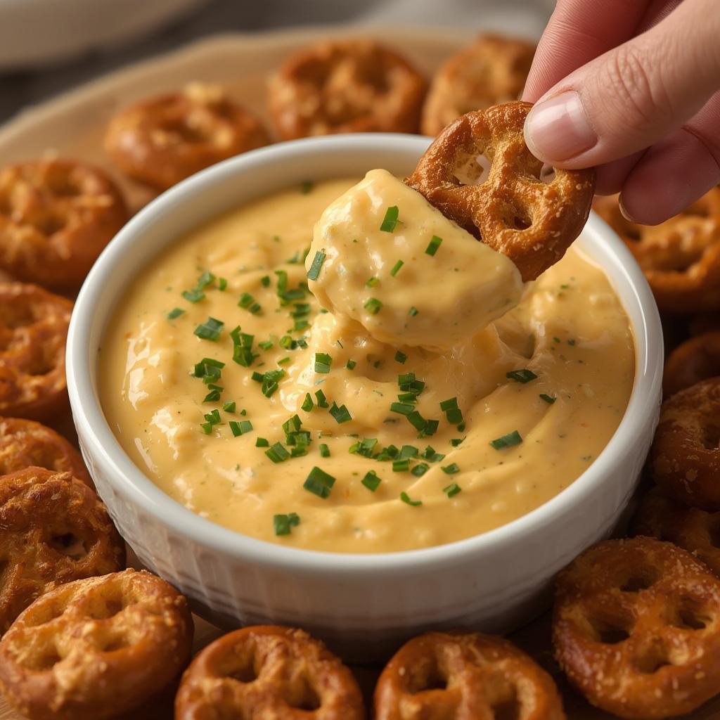 Beer Cheese Dip with Pretzel Bites
