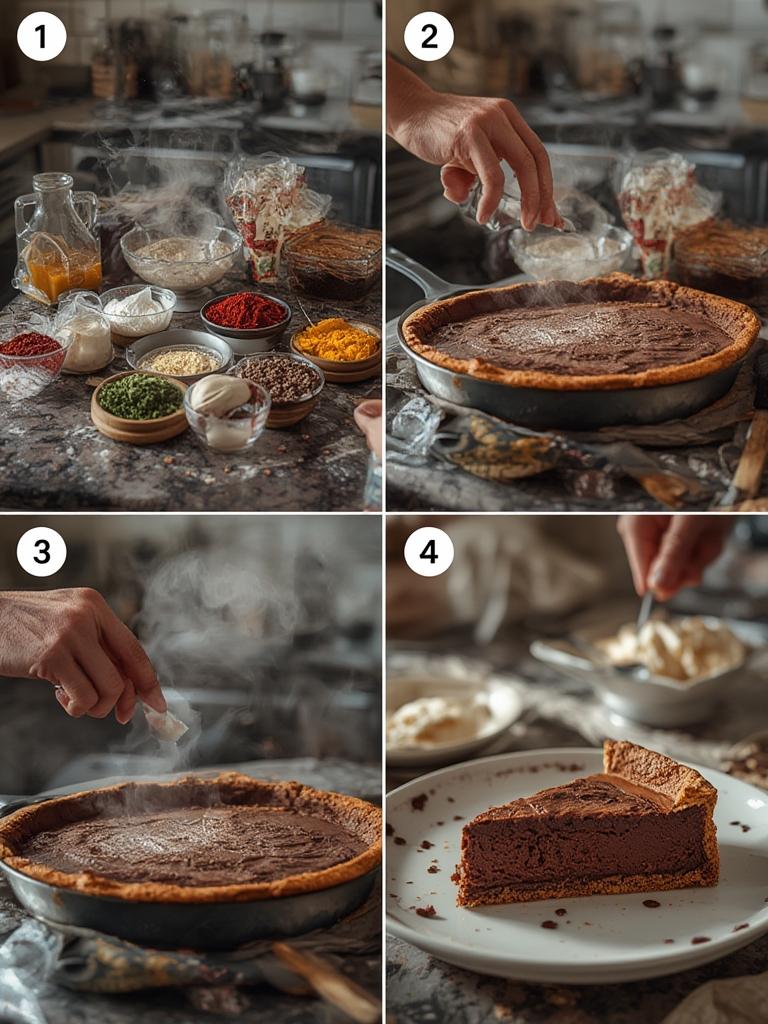 Step-by-step French Silk Chocolate Pie Cake assembly