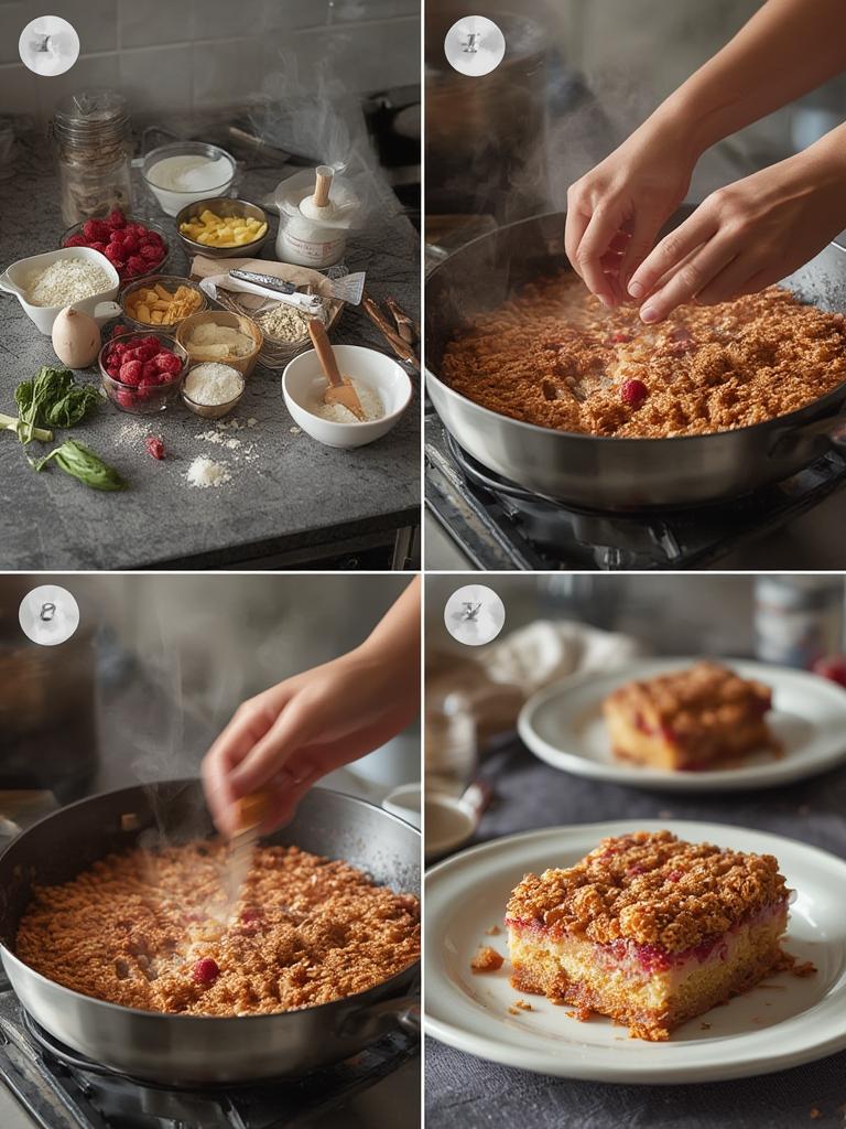 Raspberry Pretzel Crunch Cake Assembly