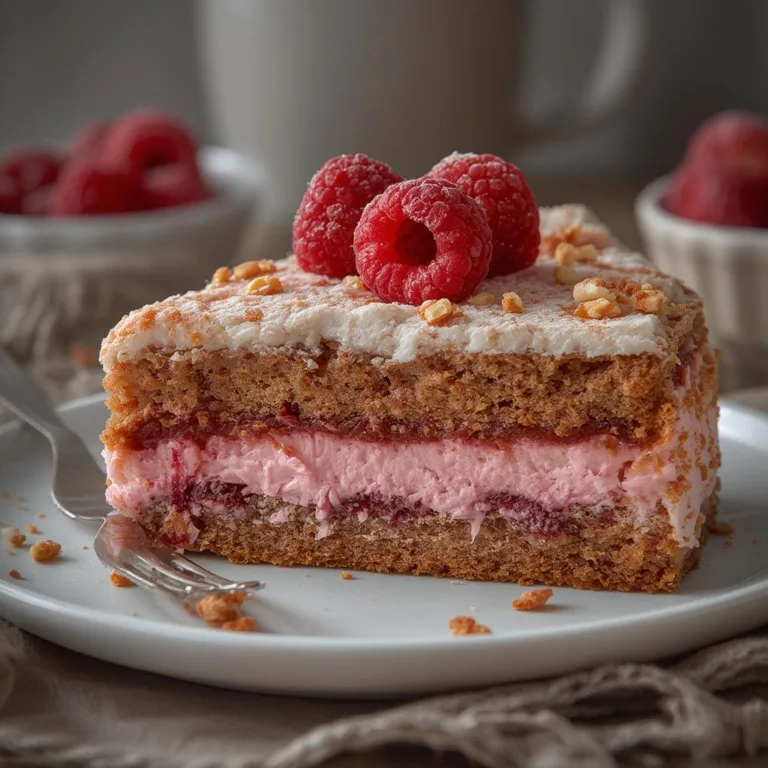 Raspberry Pretzel Crunch Cake