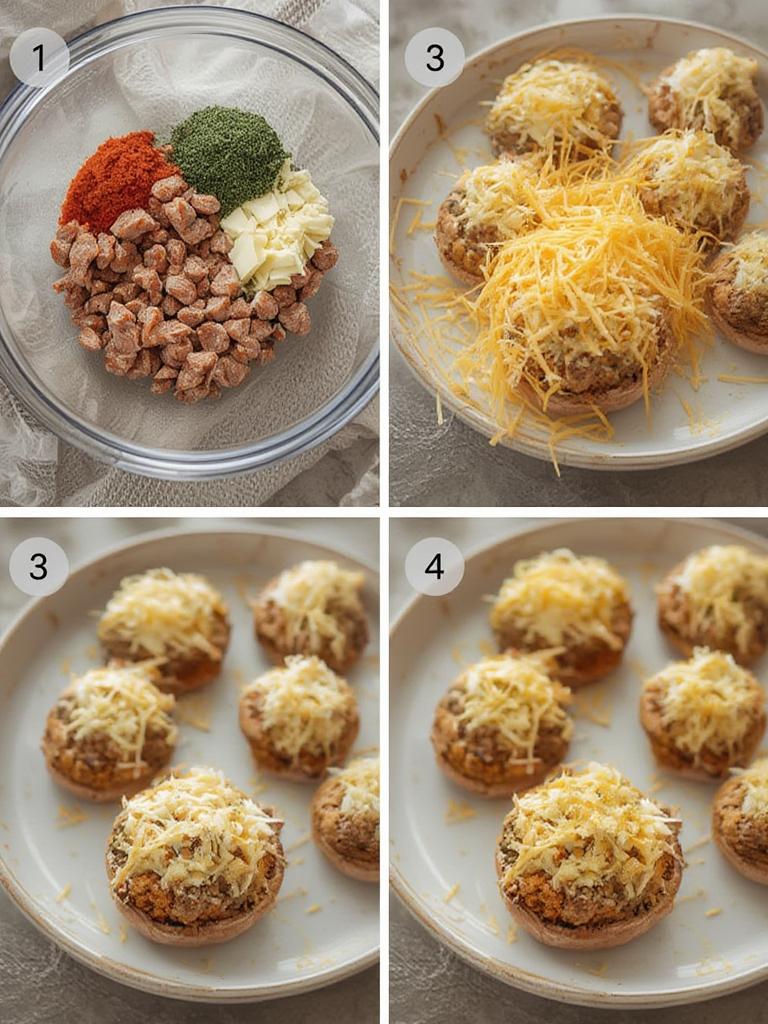 Sausage Cheddar Stuffed Mushrooms 2