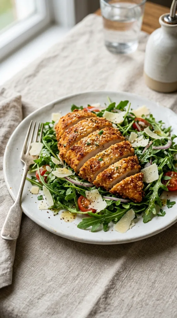 Crispy chicken on arugula salad 3d49d1b277