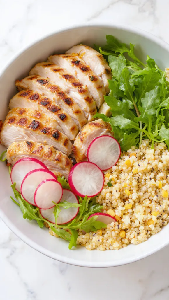 original prompt chicken bowl with radishes critiqu