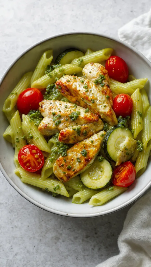 original prompt pesto pasta with chicken critique