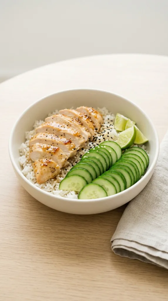 10 Healthy Spring Dinner Recipes (Ready in 30 Minutes) 8 Chicken rice bowl with cucumber ee37bf3b12