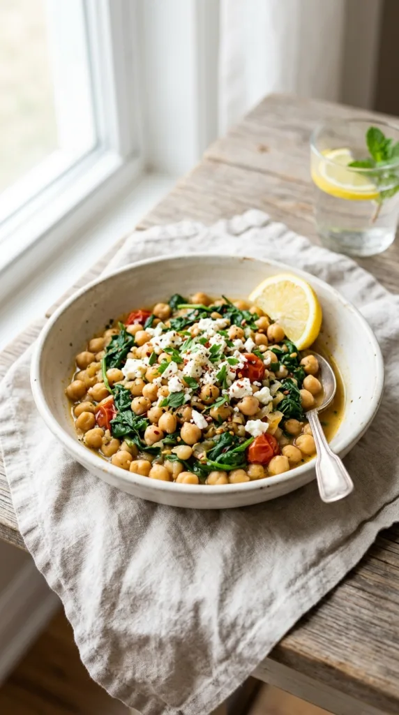10 Healthy Spring Dinner Recipes (Ready in 30 Minutes) 7 Chickpea spinach skillet dish 2f91df7cc3