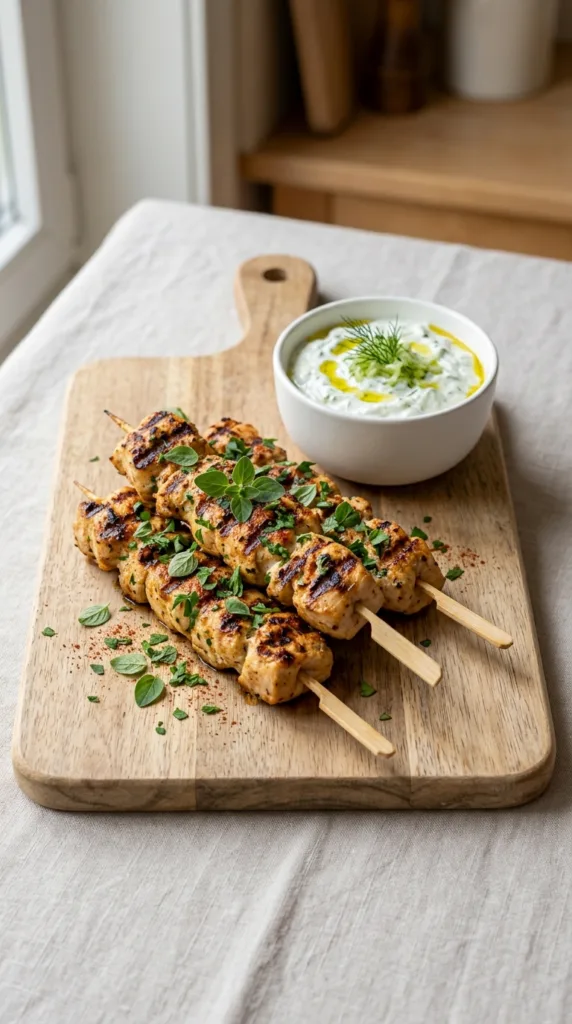 10 Healthy Chicken Dinners Under 400 Calories 9 Greek chicken skewers and dip 7689b39bc0