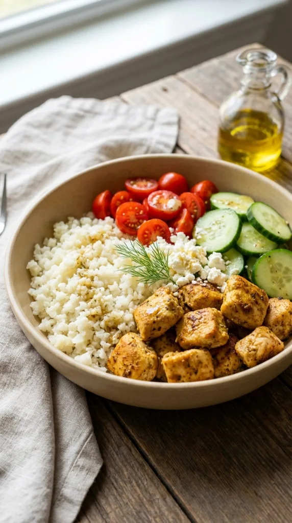 10 Healthy Chicken Dinners Under 400 Calories 3 Originalmediterranean chicken bowl with cauliflowe d99bd5d192