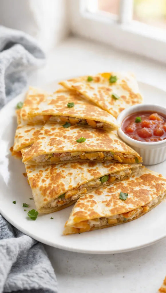 draft prompt chicken quesadilla slices on a plate