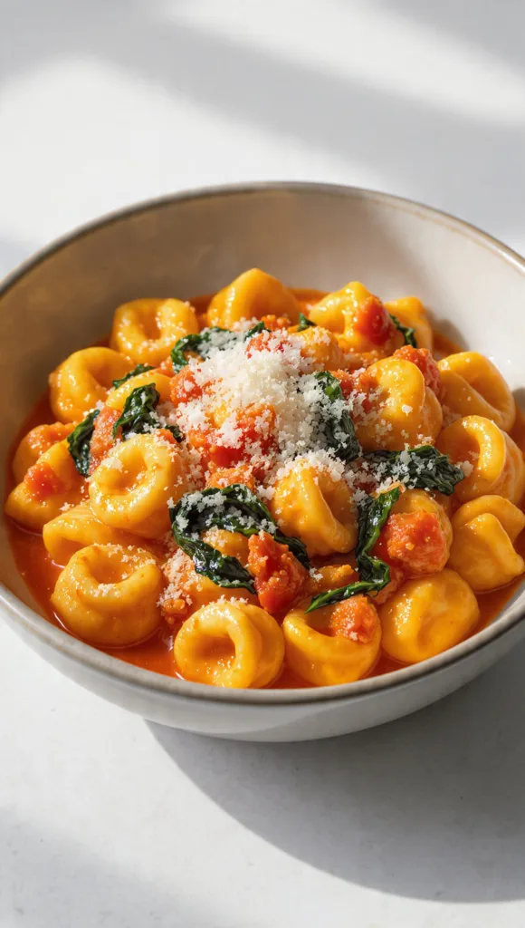 draft prompt creamy tortellini pasta with spinach