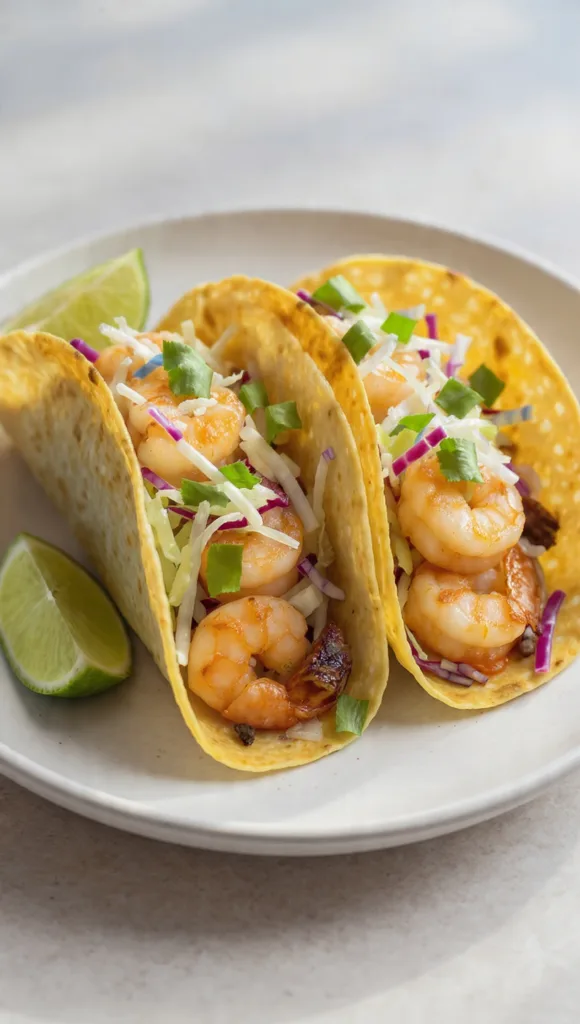 draft prompt shrimp tacos with slaw on a plate qui
