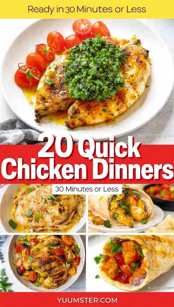 20 Quick Chicken Dinners Ready in 30 Minutes or Less 23 generate pinterest pin visual concepts for 20 quic