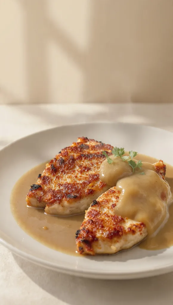 20 Quick Chicken Dinners Ready in 30 Minutes or Less 21 rough prompt chicken with gravy on plate critique