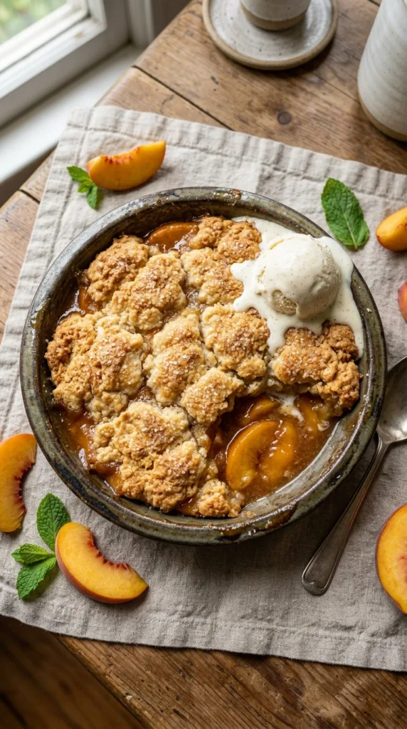 6 Easy Summer Fruit Desserts You Need to Make Right Now 3 Peach cobbler with ice cream 202604302140
