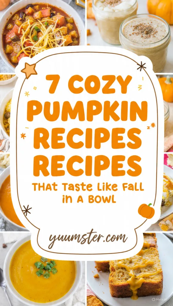 7 Cozy Pumpkin Recipes That Taste Like Fall in a Bowl 10 tall pinterest pin in food and drinks niche bright 11