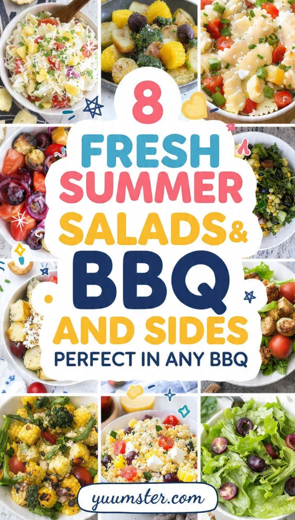 8 Fresh Summer Salads and Sides Perfect for Any BBQ 11 tall pinterest pin in food and drinks niche bright 12