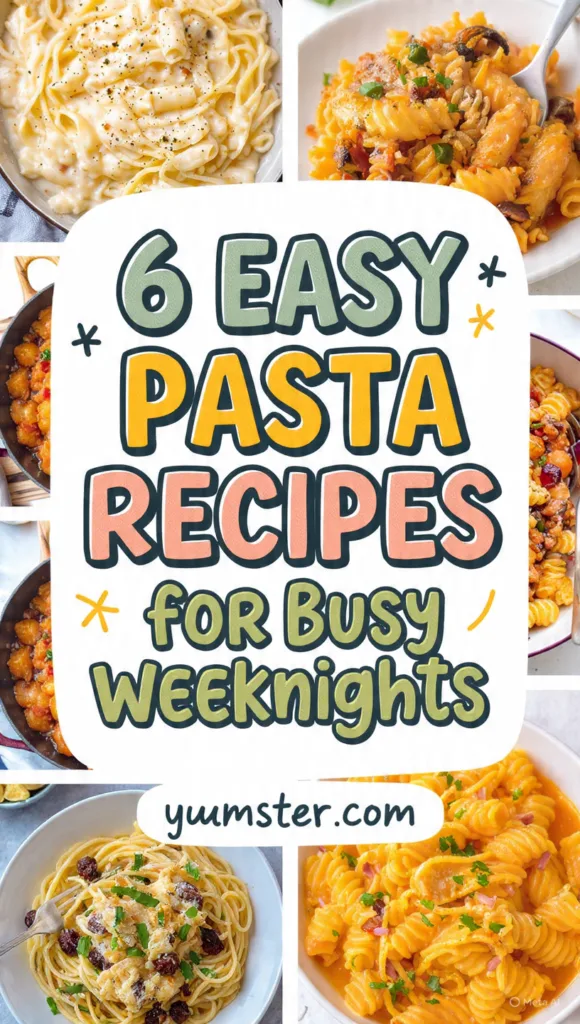 6 Easy Pasta Recipes for Busy Weeknights 9 tall vertical pinterest pin in food and drinks nic 1