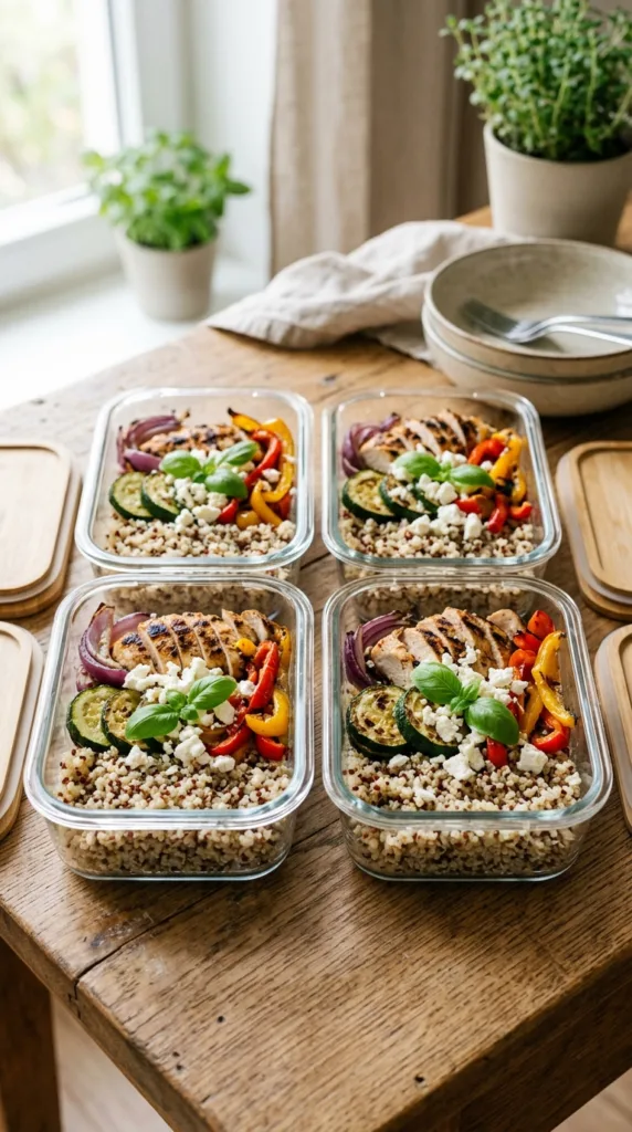 7 High-Protein Recipes to Hit Your Goals Without Sacrificing Flavor 4 Four meal prep containers quinoa 202605102029