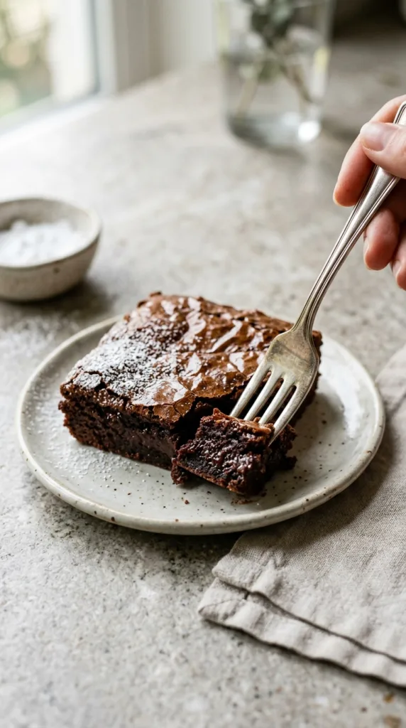 9 Classic American Bakes and Desserts Everyone Loves 3 Fudgy brownie lifted with fork 202605011906