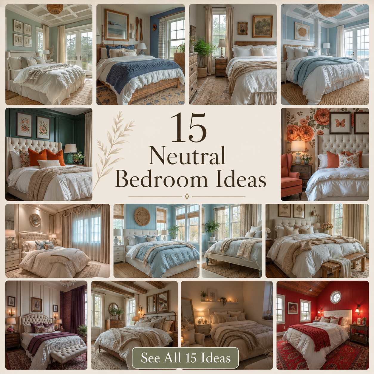 15 Neutral Bedroom Ideas That Feel Calm, Cozy, and Beautifully Layered