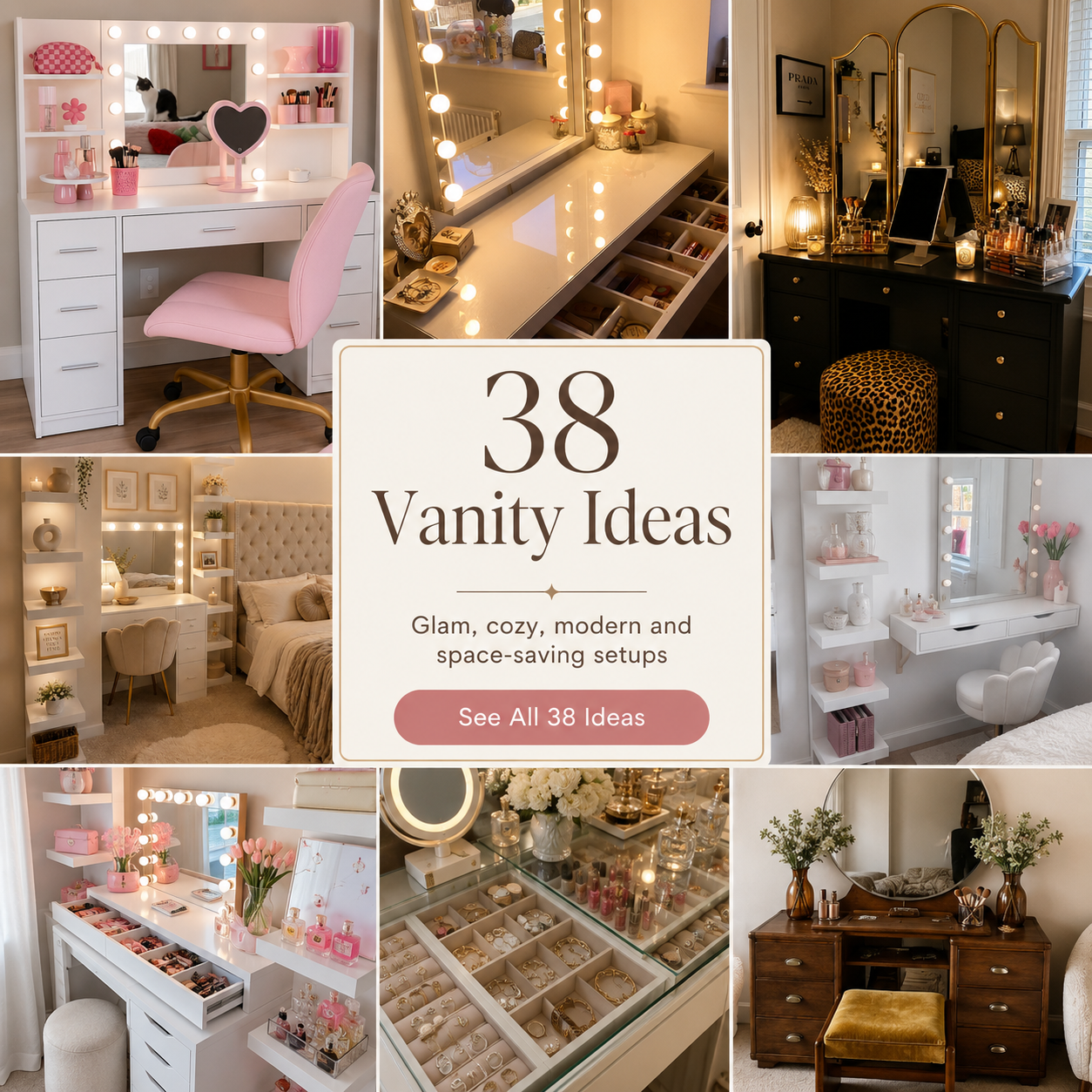 38 Vanity Ideas That Make Your Bedroom Feel More Stylish and Organized