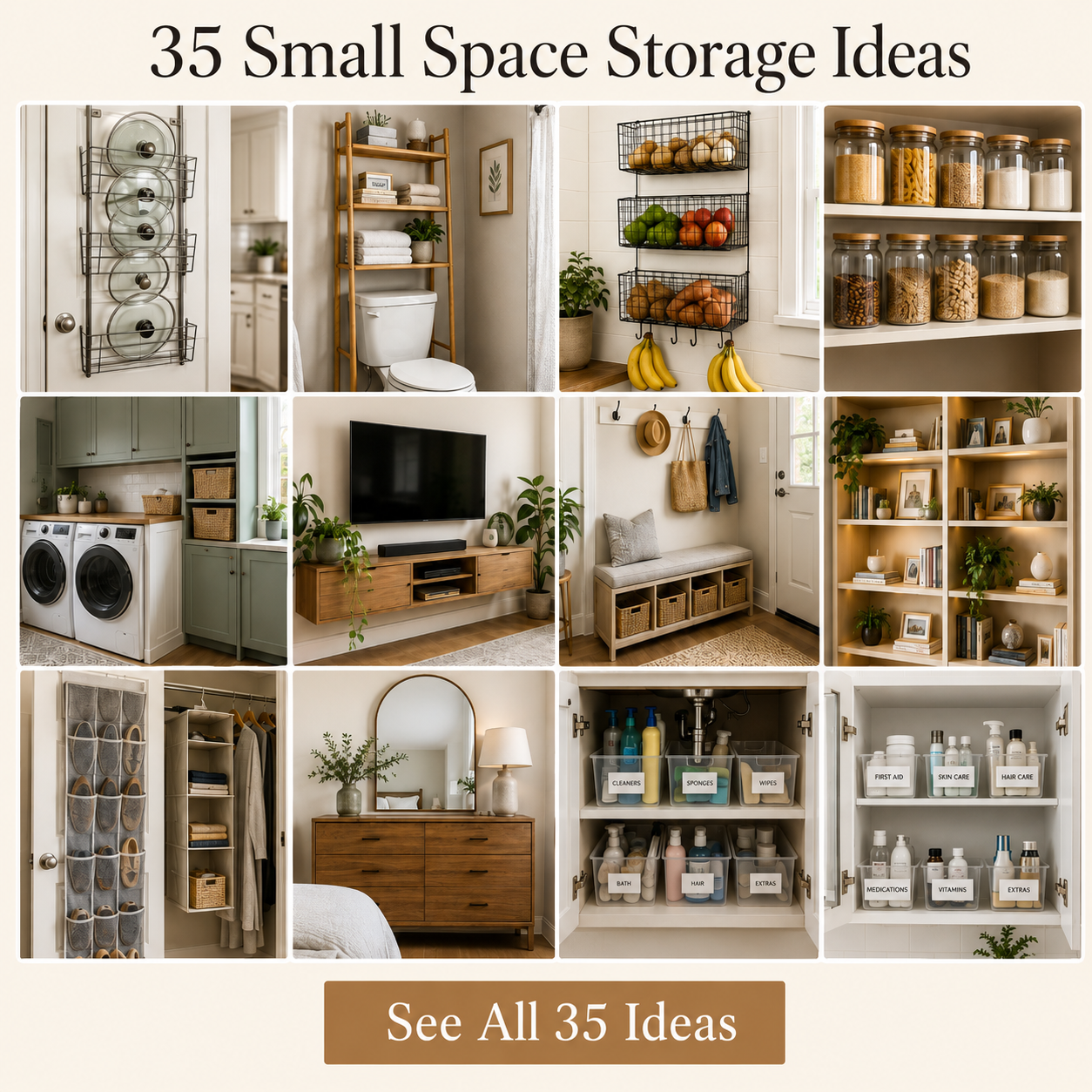 35 Small Space Storage Ideas That Make Every Room Feel More Organized