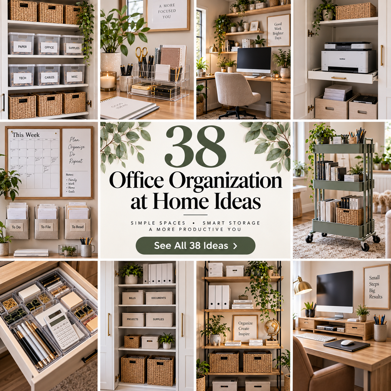 38 Office Organization at Home Ideas That Make Workdays Feel Easier