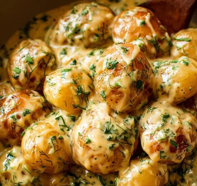 Baby potatoes cooked in rich garlic sauce, perfect for side dishes.